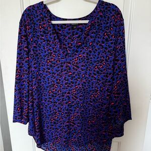 torrid Blue & Pink Leopard-Print Long Sleeve Scoop Top